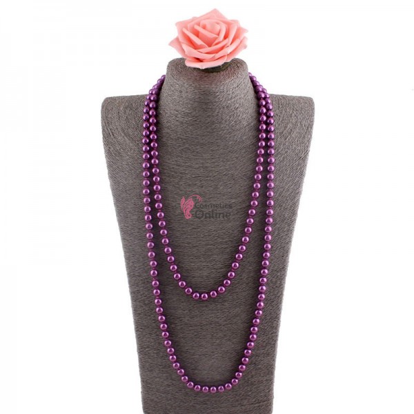 Colier  elegant AS45FF cu perle din sticla Violet
